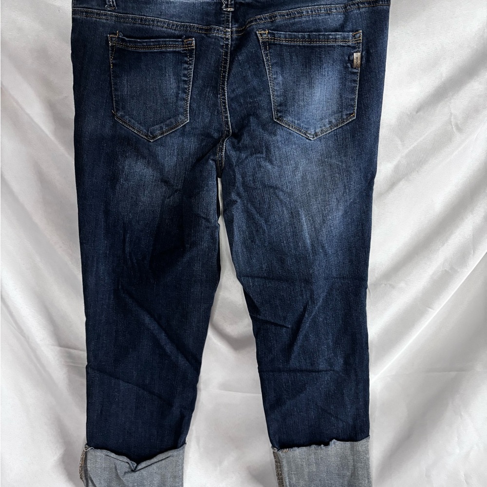 1822 Denim Dark Blue Distressed Ankle Jeans - Picture 5 of 6